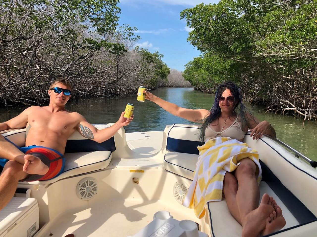 Comfortable boat options for Islamorada group outings with shade, seating, and amenities